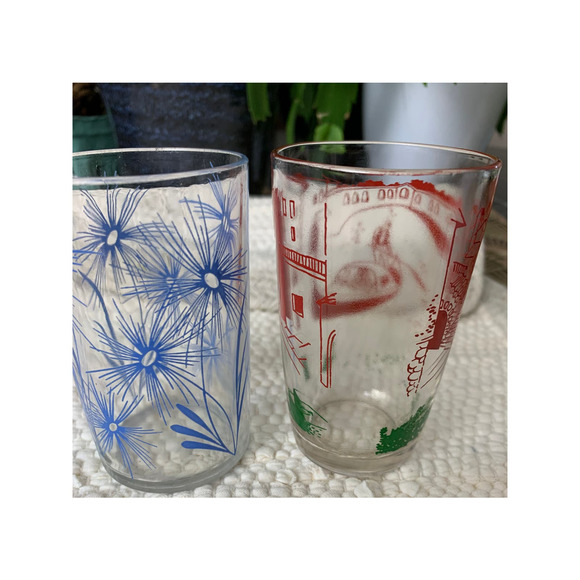 Vintage 60s mid century juice glasses tumbler 4oz set of 2 - Picture 6 of 13